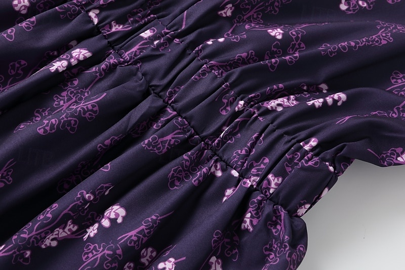 Women's Midi Dress Vintage Dress Boho Dress Western Dress Vintage Fashion Outdoor Vacation Daily Regular Fit Flower Sleeveless V Neck Purple Summer 2025 - $22.99 –P10