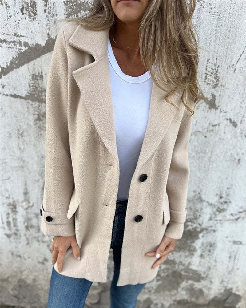 Damen Winterjacke Mantel Freizeitjacke Warm Bequem Tasche Knöpfe Mode Modern Lässig Einfach Outdoor Straße Ausgehen Einreihig Regulär Steigendes Revers Normale Passform Langarm Oberbekleidung Schwarz 2025 - $31.99 –P6
