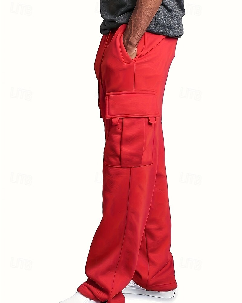 Multi-pakketten 3 stuks Voor heren Zwart + grijs + blauw Joggingbroek met wijde pijpen Broek Elastische taille Trekkoord Effen Vakantie Alledaagse kleding Polyester Lente 2025 - $35.99 –P10