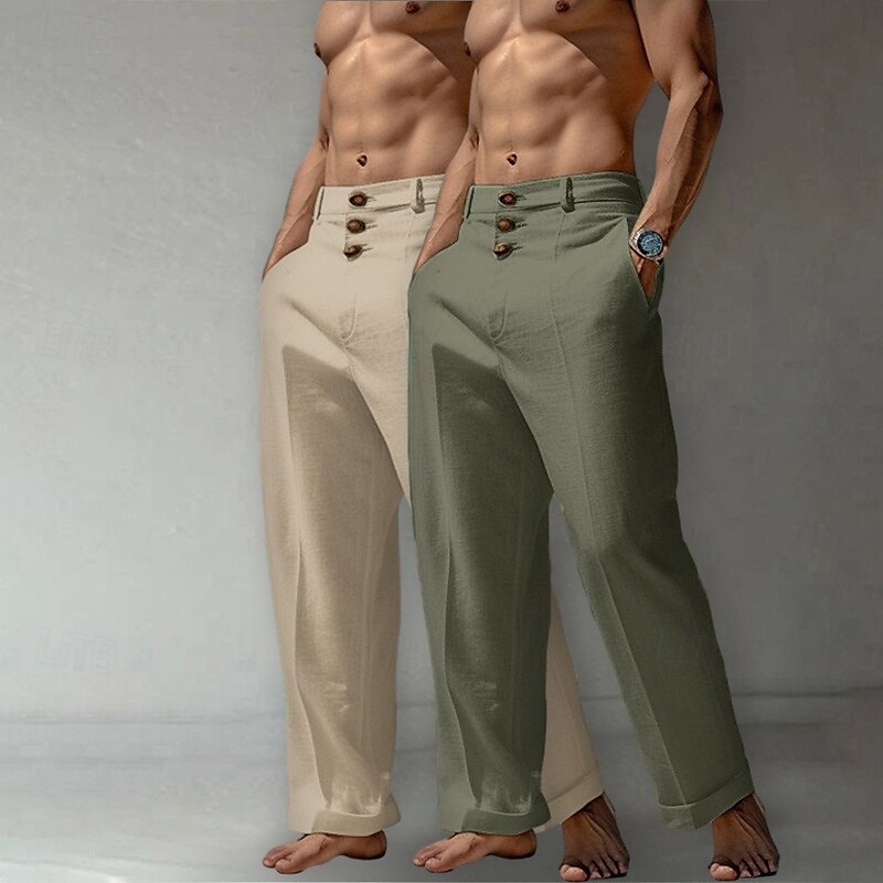 Homme Pantalons en Lin Pantalons Pantalon d'été Pantalons Amples Pantalons de Plage Poche Avant Jambe Droite Uni Confort Respirant Longueur complète Occasionnel Quotidien Fête Vacances Mode Blanc de 2025 ? $33.99 –P2