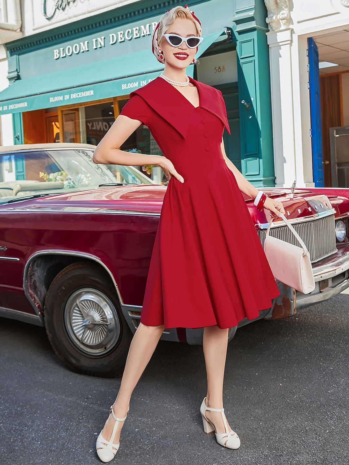 Retro 50. léta Rockabilly Polední Šaty Šaty na šaty Rozevláté Do V Maškarní kostým Dámské předvečer Všech svatých Karneval Valentýna Čajový dýchánek Retro tematická párty Dospělé Šaty Léto 2025 - $25.99 –P7