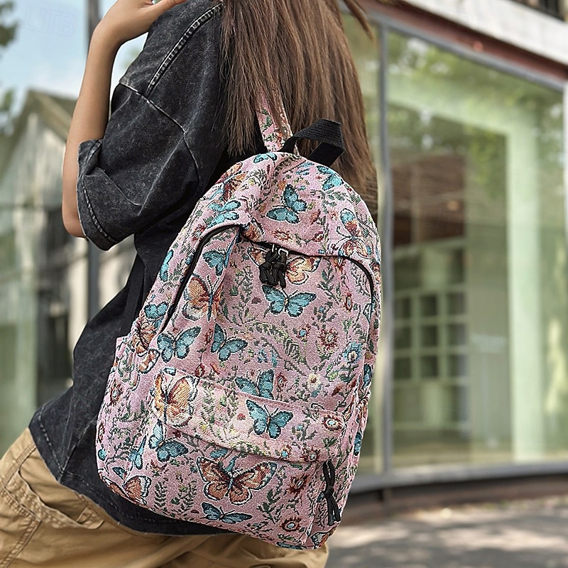 Women's Boho Floral Tapestry Backpack, Vintage Butterfly Print School Bag with Large Capacity for College, Travel, Festivals and Everyday Use 2026 - $24.99 –P2
