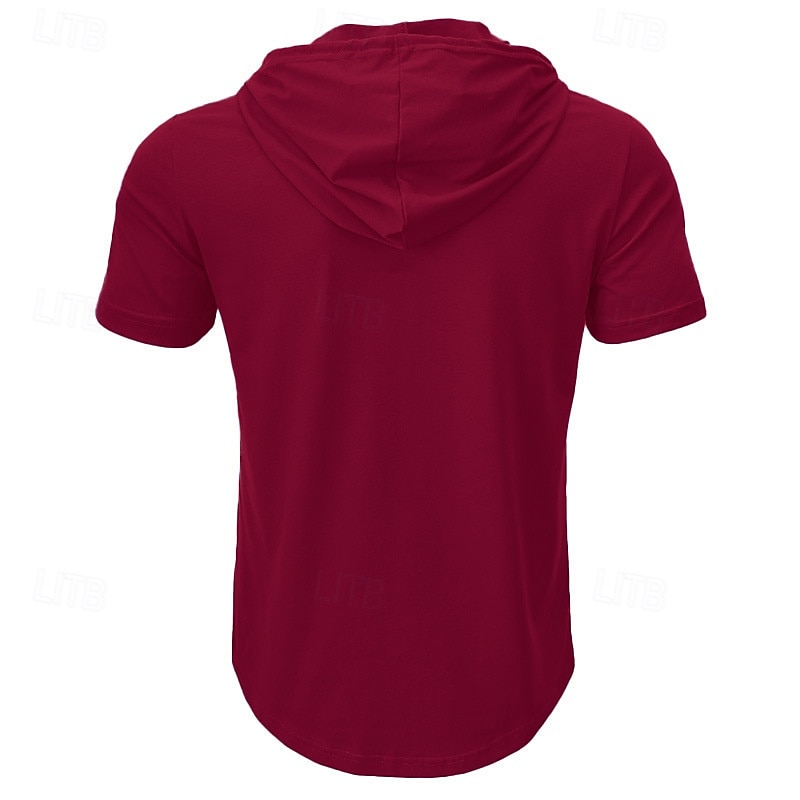 Муж. Футболка Короткие рукава Толстовка с капюшоном Капюшон Лето Все сезоны Сплошной цвет Мода Оригинальный рисунок Спортивные Кулиска Классический Капюшон Для улицы Повседневные На выход 2026 - $20.99 –P4