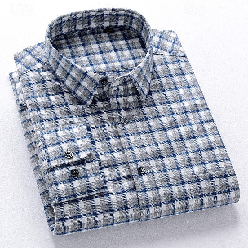 Men's Shirt Dress Shirt Collared Shirt Button Up Shirt Plaid / Striped / Chevron / Round Daily Wear Corporate Clothing White+khaki Pink Wine Navy Blue Long Sleeve Shirt Collar All Seasons Clothing 2026 - $36.99 –P9