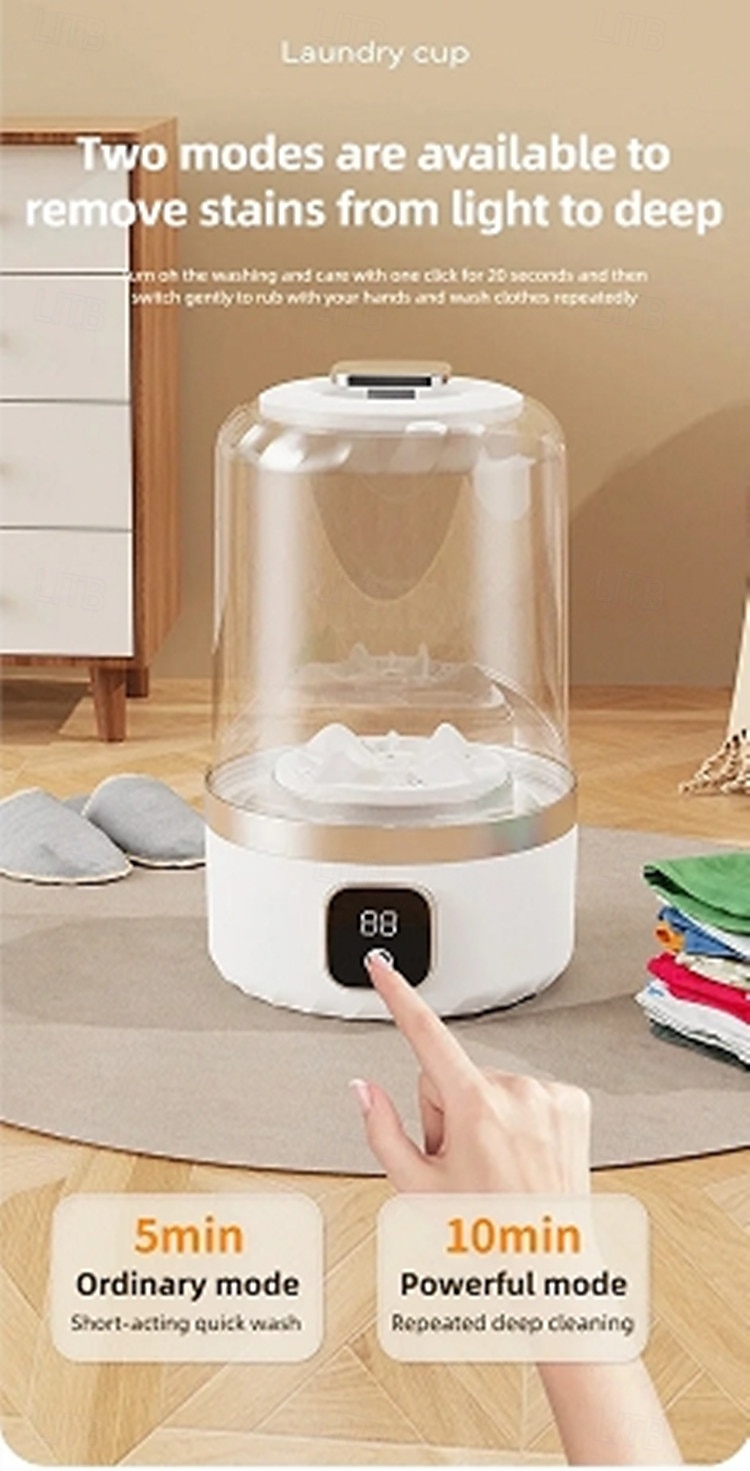 draadloze elektrische wasmachine mini-wasmachine voor reissokken en ondergoed kleine draagbare wasmachine 2025 - $36.99 –P4