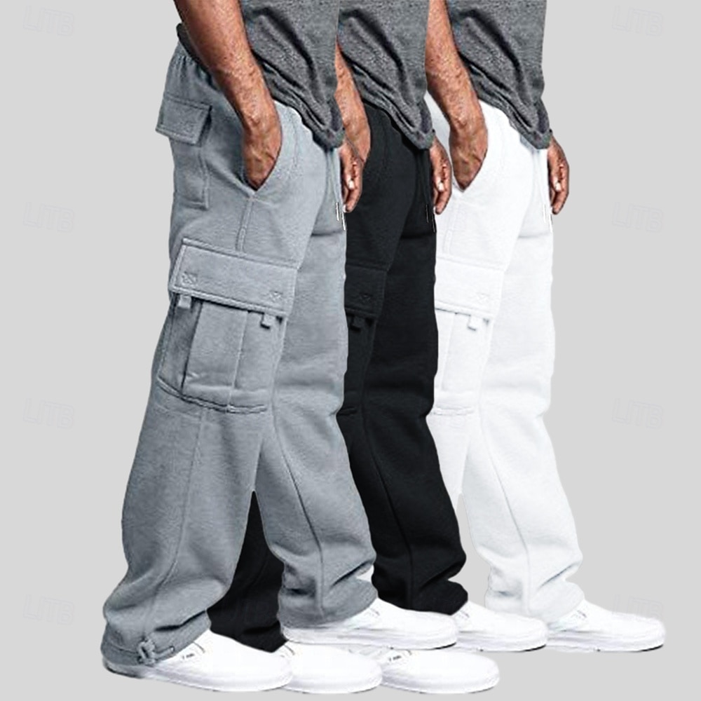 Herr Militärbyxor Fleecebyxor Joggingbyxor Joggare Långbyxor Elastisk midja Snörning Flera fickor Ensfärgat Vindtät Utomhus Knelängd Utomhus Ledigt Dagligen Mode Streetwear Svart + Vit + Ljusgr 2025 - $35.99 –P10