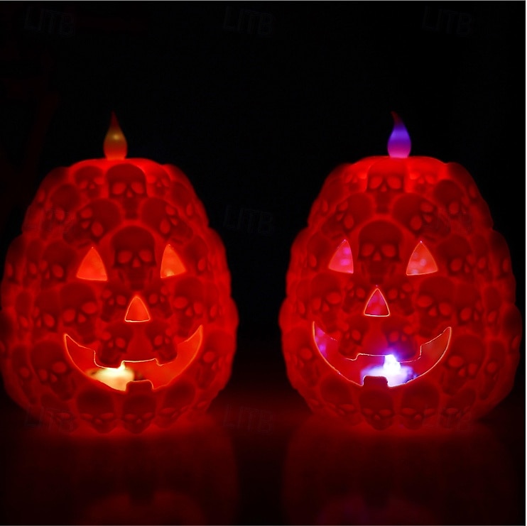 1 Pc Halloween Skeleton Pumpkin LED Electronic Candlelight Indoor and Outdoor Party Atmosphere Nightlight Colorful Dimming 2025 - $4.99 –P7