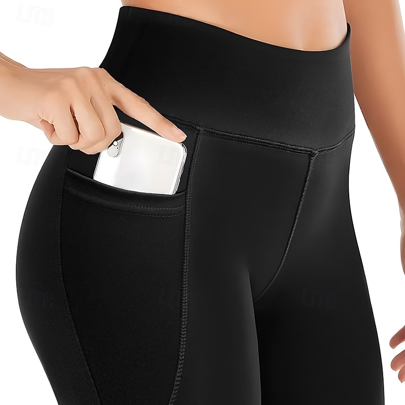 Dame Flared bukser Fleece yogaleggings Midjekontroll Høy Midje Treningsstudio Dans Treningsklær Bunner Helfarge Svart sport Sportsklær Tett passform 2026 - $17.99 –P7