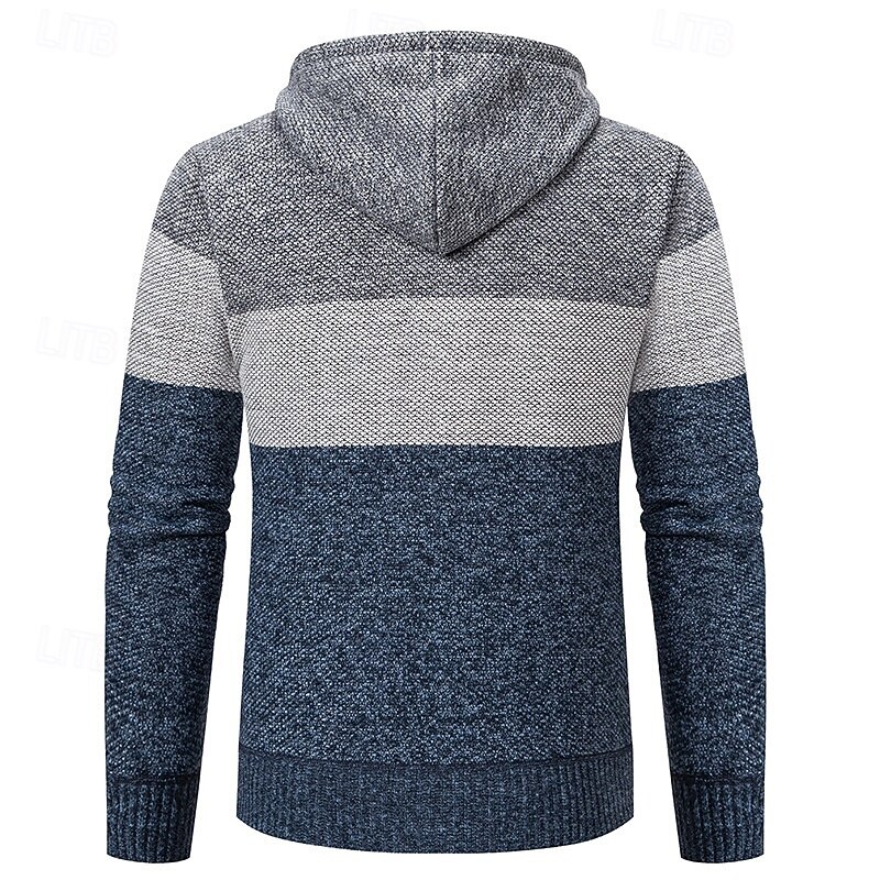 Herren Pullover Kleid Pullover Strickjacke Reißverschluss-Pullover Strickpullover Gerippt Stricken Normale Oberteile Farbblock Gestrickt Einfach Mit Kapuze Mode Schals Geschäft Lässig Bekleidung 2026 - $28.99 –P4
