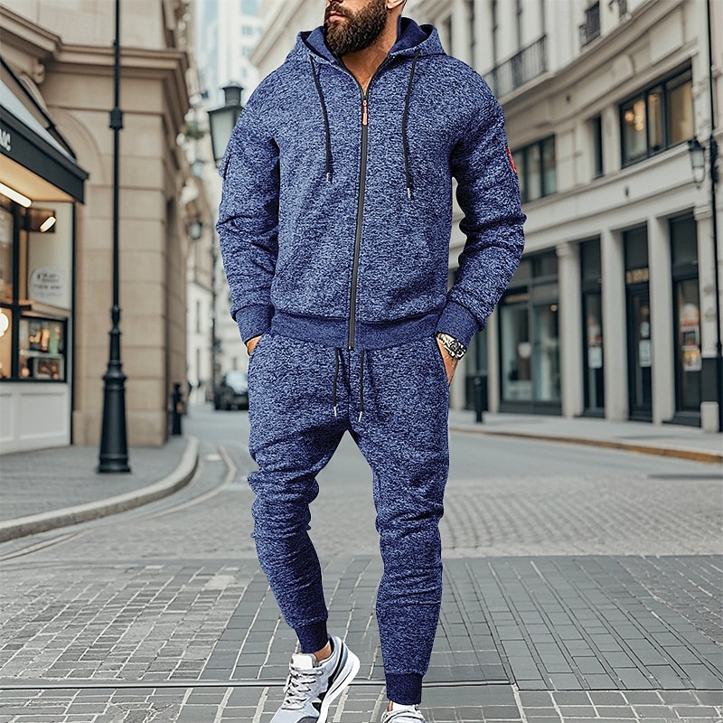 Per uomo Tuta da Ginnastica Set di abiti Set di felpe con cappuccio Felpa con Cappuccio All'aperto Quotidiano Sportivo Con zip Tasca Coulisse Semplice Rosso bordeaux Blu Grigio chiaro Poliestere del 2025 a $55.99 –P8