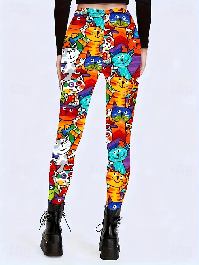 Per donna Leggings Punk Attivo Vacanza Lunghezza intera Vita Alta Grafico Animale Gatto Stampa 3D Asciugatura Rapida Traspirabilità Morbido Elasticizzato All'aperto Casa Casual Nero Bianco Arcobaleno del 2025 a $19.99 –P3