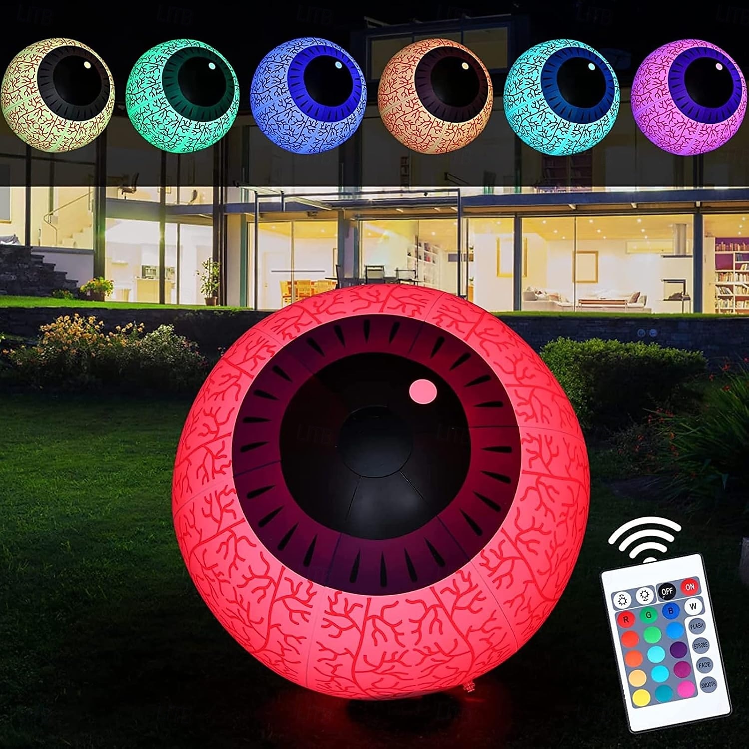 1 ks halloween 40/60cm nafukovací vzduchový model rgb oční dekorační lampa vnitřní a venkovní nádvoří zahradní párty hororová a podivná atmosféra dekorační světla 2025 - $15.99 –P24