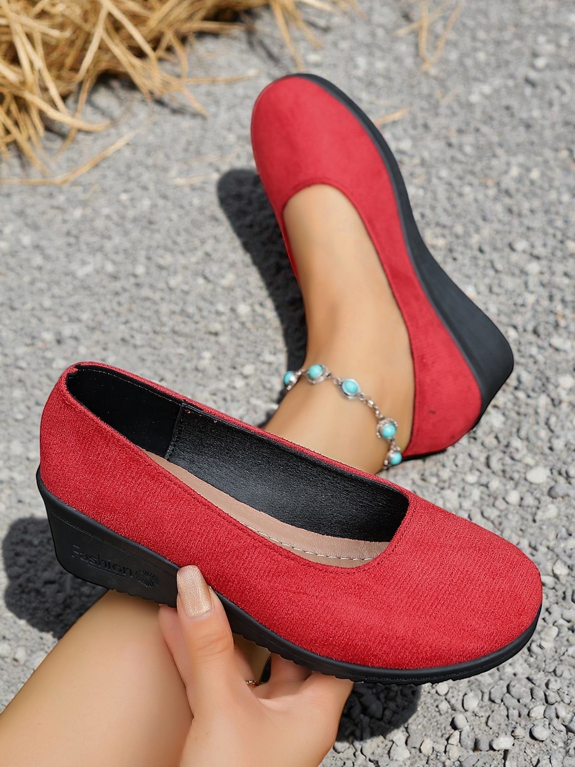Sapatos femininos vermelhos de salto baixo e salto baixo – calçados leves e confortáveis para festas no pátio, reuniões no jardim e estilo cotidiano de 2026 por $24.99 –P1