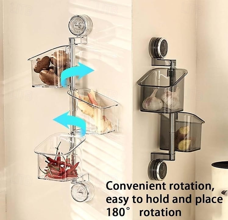 Suction Cup Wall Mounted Organizer Basket, Rotating Drill-Free Kitchen Storage Rack for Garlic Ginger Spice, Bathroom Hanging Storage Bin for Shower and Toiletries 2025 - $21.99 –P2