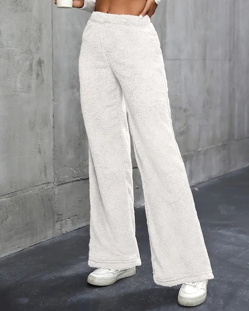Per donna Gamba larga Pantaloni Eleganti Streetwear Casual Lunghezza intera Naturale Semplice Elastico in vita Confortevole Ferie Uscire Weekend Grigio Nero Bianco Cachi Autunno Vestibilità regolare del 2025 a $18.99 –P9