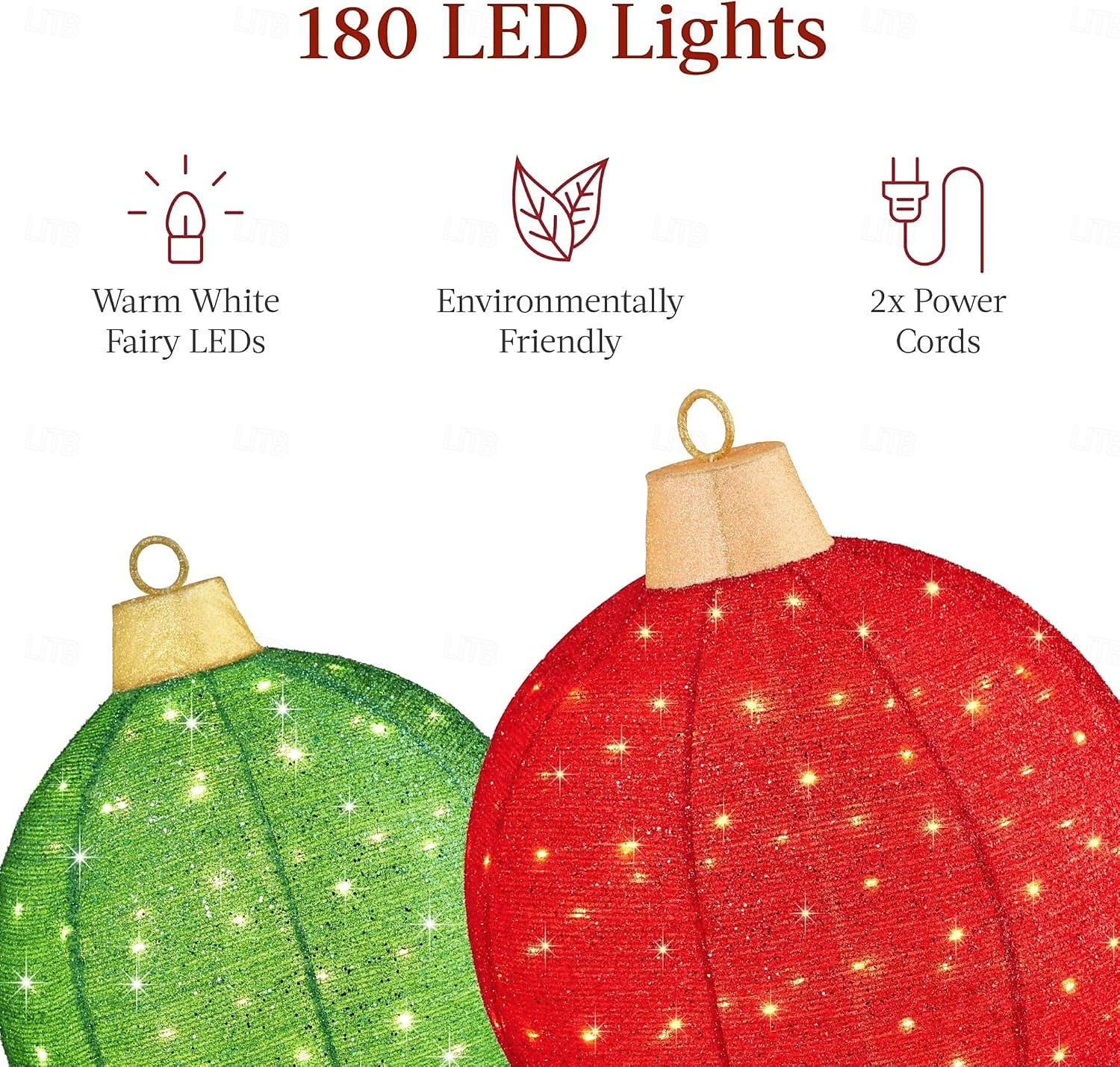 Opplyst pop-up utendørs julepyntsett, julekuledekorasjon med LED-lys, lysfunksjoner, rød/grønn 2025 - $24.99 –P5