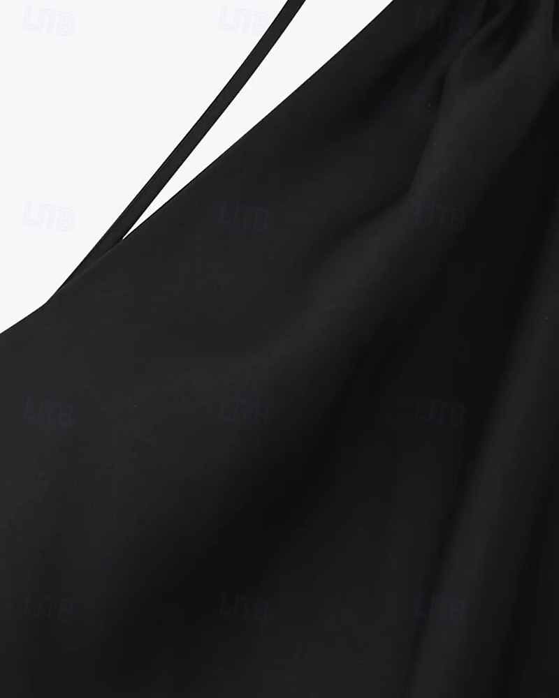 Damen Langes Kleid Maxikleid Abschlussballkleid Partykleid Mode Modern Party Besonderer Anlass Abendgesellschaft Normale Passform Einfach Ärmellos Ein-Schulter Schwarz Sommer 2025 - $30.99 –P4