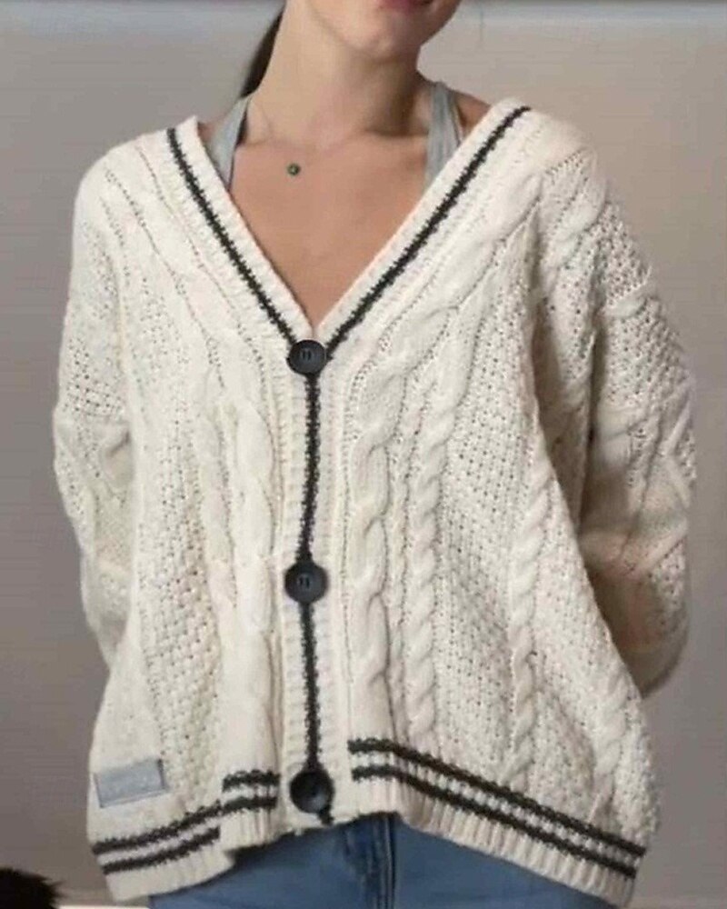 Pentru femei Pulover Bluza Modă Șic Stradă Zilnic Αστέρι Striat În V Tricotat Manșon Lung Topuri obișnuite Tricotat Concediu Ieșire Sfârșit de săptămână Negru Roșu-aprins Toamnă Iarnă 2025 - $25.99 –P3