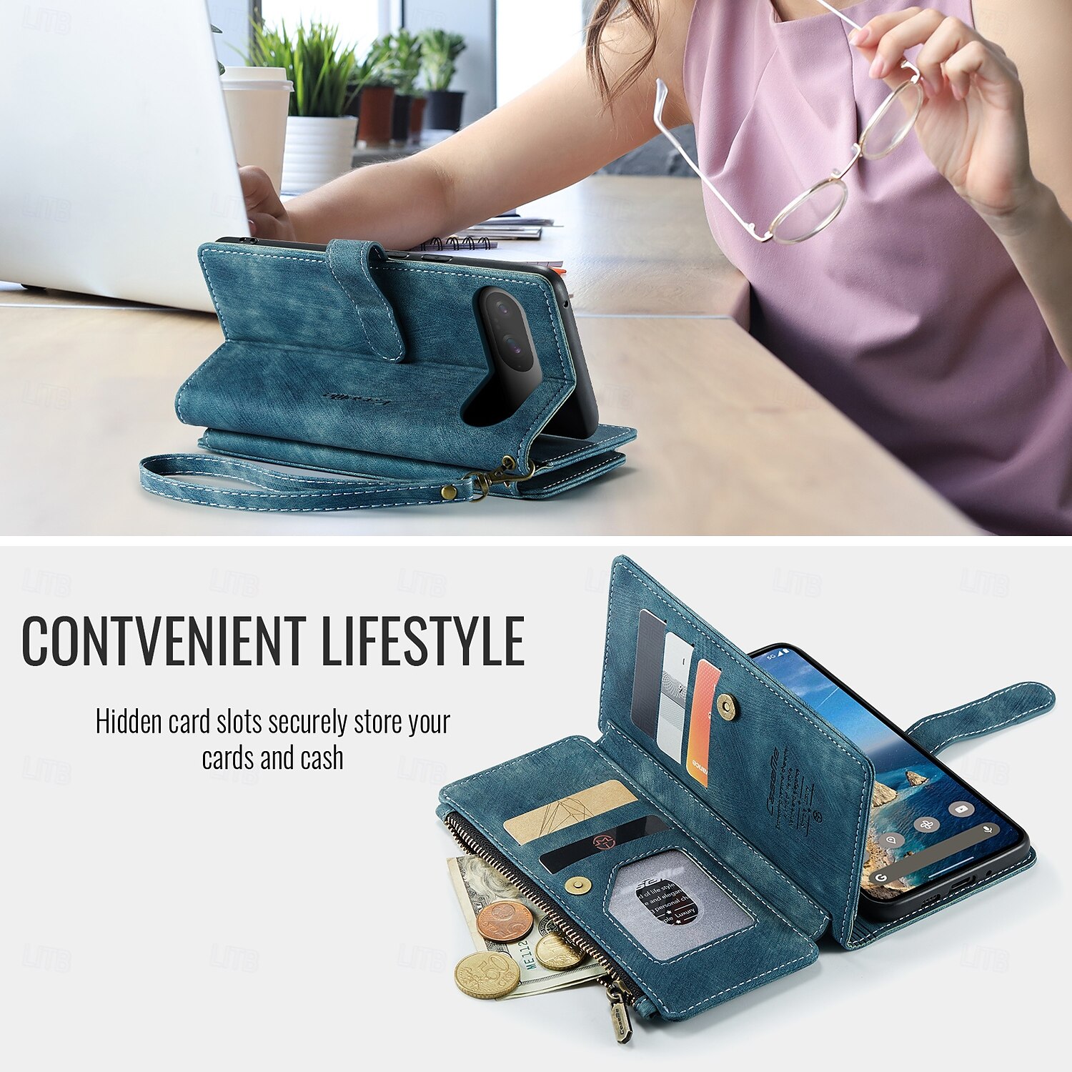 téléphone Coque Pour Samsung Galaxy Pixel 8 Pro Pixel 9 Pixel 9a Étui Portefeuille Fermeture Éclair avec Lanière Support TPU faux cuir de 2025 ? $17.99 –P10