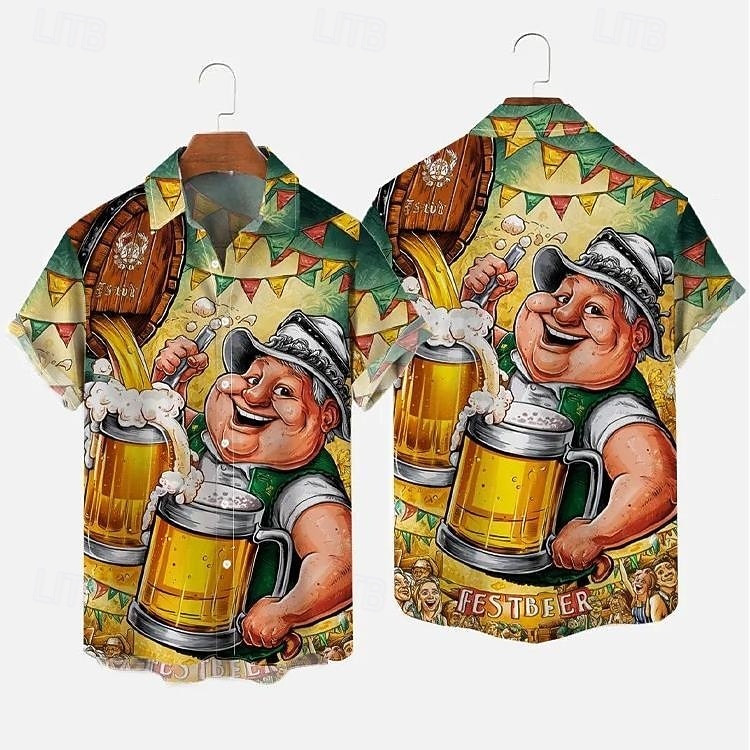 Koszule hawajskie Koszulka Aloha bawarski Monachium Niemiecki Alpejski Graficzny na Męskie Dla dorosłych Druk 3D  Do Karnawał Piwo Oktoberfest Plaża Urlop Impreza 2026 - $23.99 –P3
