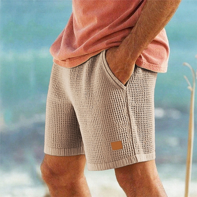 Homens Calções Waffle Calção Shorts de verão Shorts casuais Bolsos Cintura elástica Com Cordão Tecido Conforto Respirável Curto Ao ar livre Férias Desporto Casual Preto Branco de 2025 por $17.99 –P5