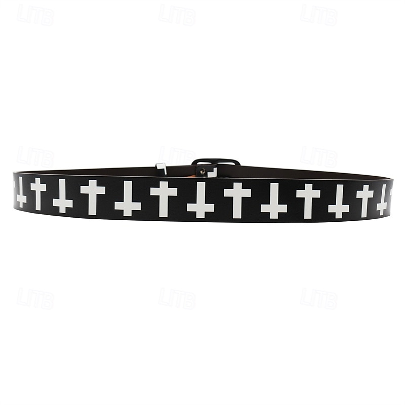 Men's Belt Waist Belt Black White Dermis Alloy Durable Adjustable Cross Outdoor Daily 2025 - $29.99 –P7