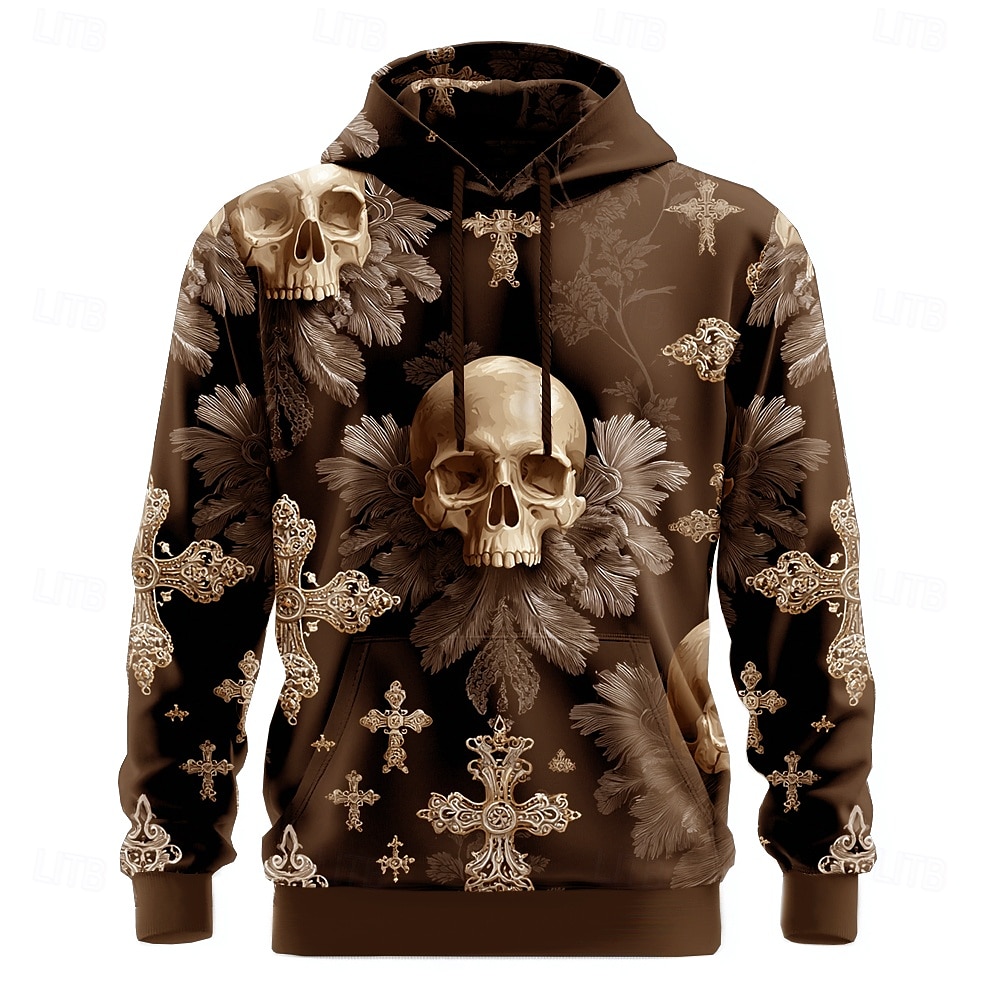 Halloween Hombre Cráneos Sudaderas Sudadera Abrigos Sudadera con capucha Cuello Barco Punk Impresión 3D Discoteca Ropa de calle Negro Azul Piscina Correa 3D Otoño Invierno Diseñador 2025 - $26.99 –P5