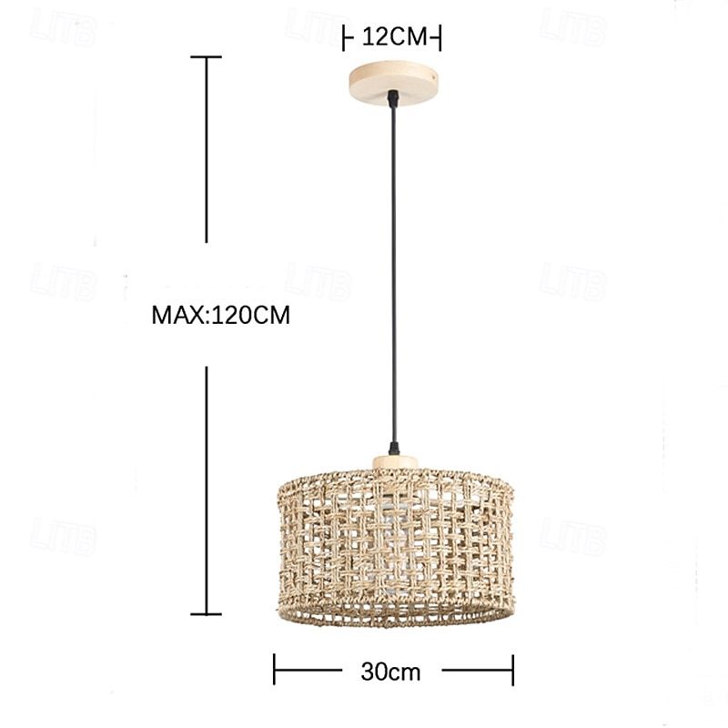 Lampada a sospensione artistica country, materiale in legno di rattan, altezza 16 cm, luce bianca calda/bianca, E26 E27, catena regolabile del 2025 a $116.99 –P5