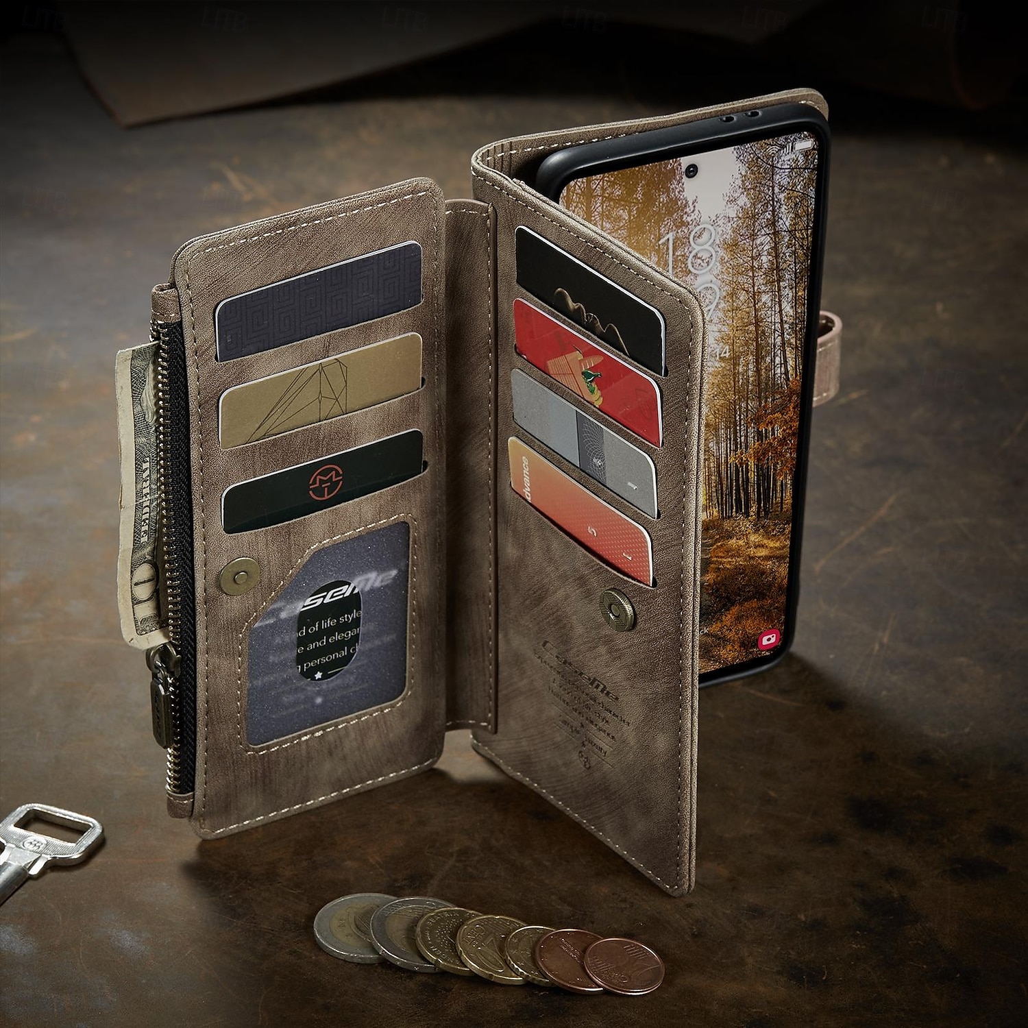 Case with Wrist Strap CASEME C30 Samsung Series Zip Multi-Card Pouch PU Leather Case 2025 - $17.99 –P7