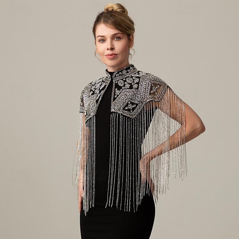 Retro Vintage Goldene Zwanziger 1920er Umhang Schals Der große Gatsby Flapper-Mädchen Pailletten Fransen Damen Weihnachten Halloween Karneval Hochzeit Abendgesellschaft Maskerade Erwachsene 2025 - $63.99 –P6