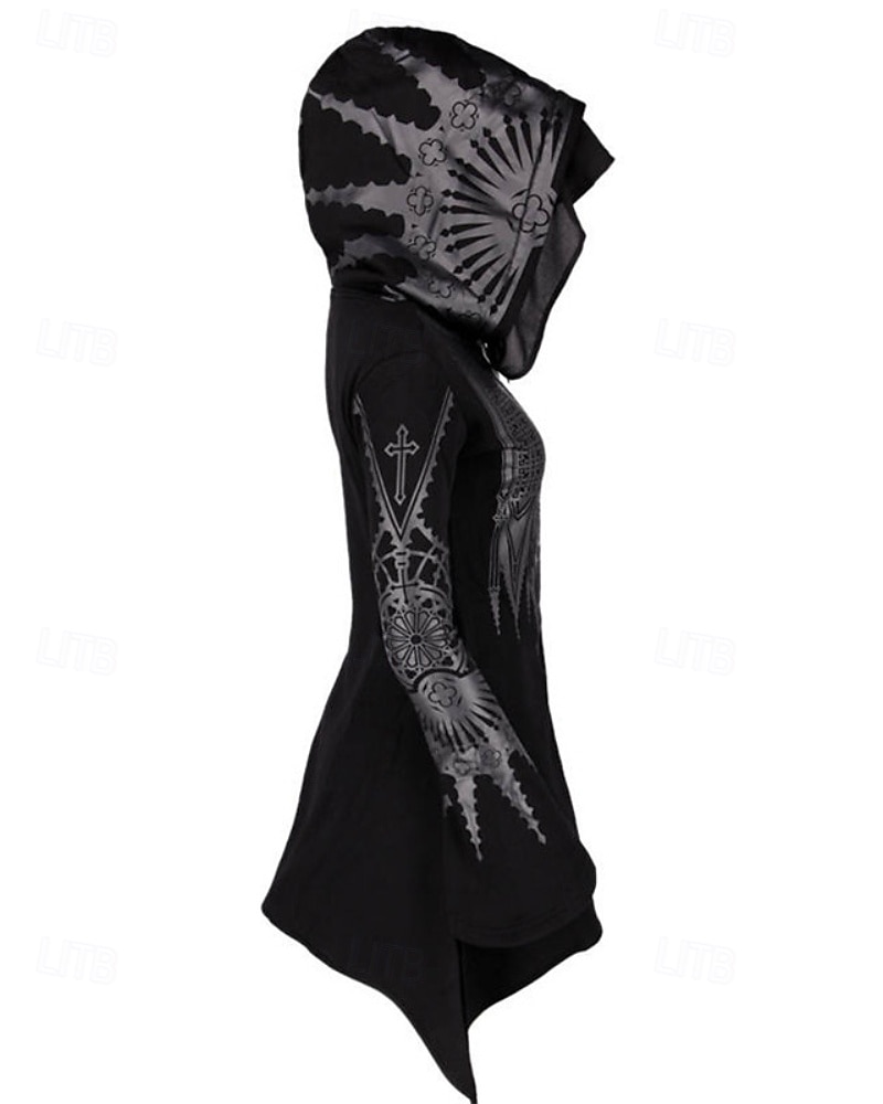 Per donna Giacca con Cappuccio Caldo Confortevole Cerniera Orlo irregolare Moda Fiore Streetwear Uscire Cerniera Lungo Con Cappuccio Vestibilità regolare Manica Lunga Capispalla Nero Autunno Inverno del 2025 a $25.99 –P5