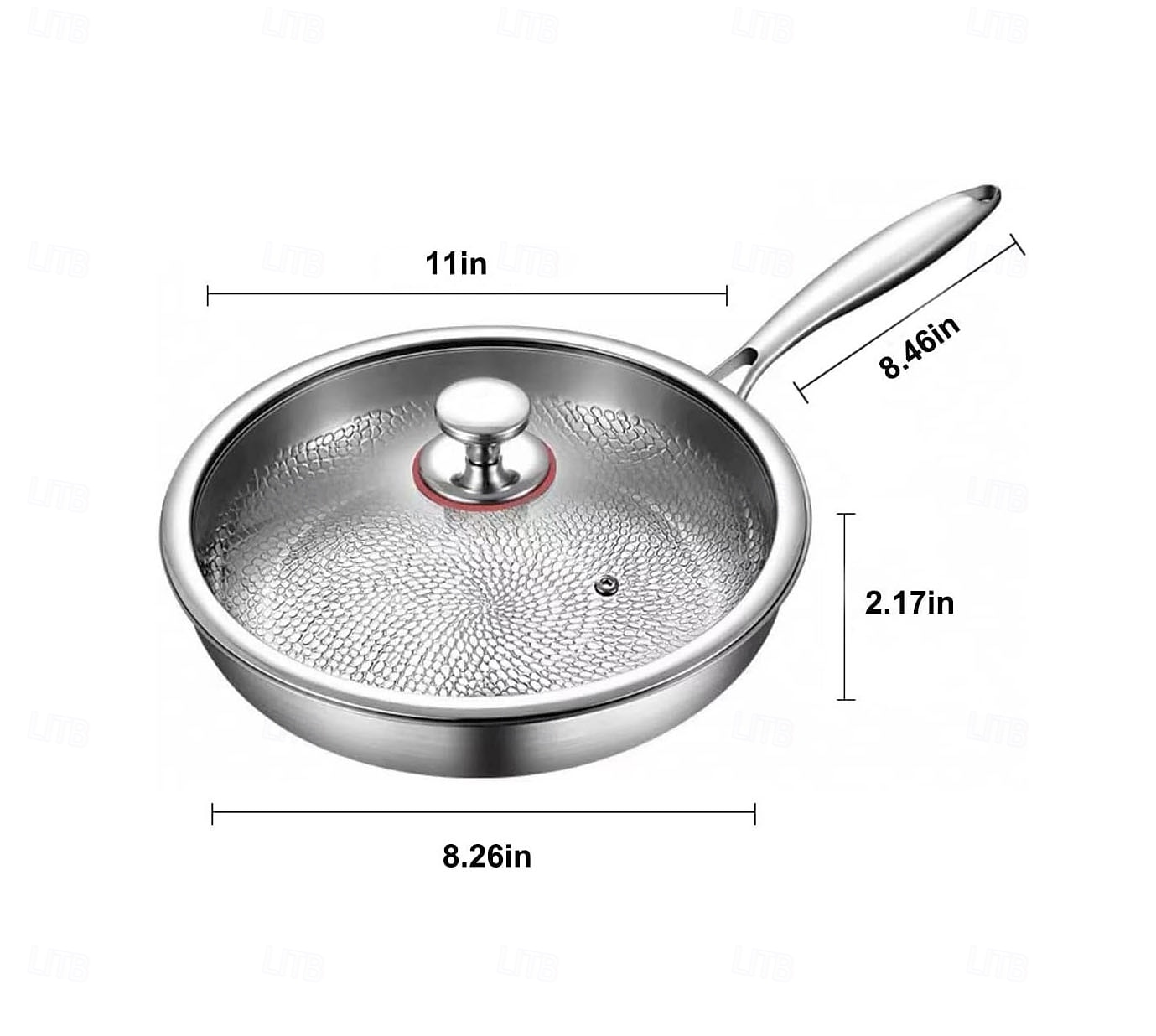 padella martellata in titanio pro con coperchio, padelle antiaderenti multifunzionali ultra resistenti e antigraffio per cucinare in cucina del 2025 a $67.99 –P15
