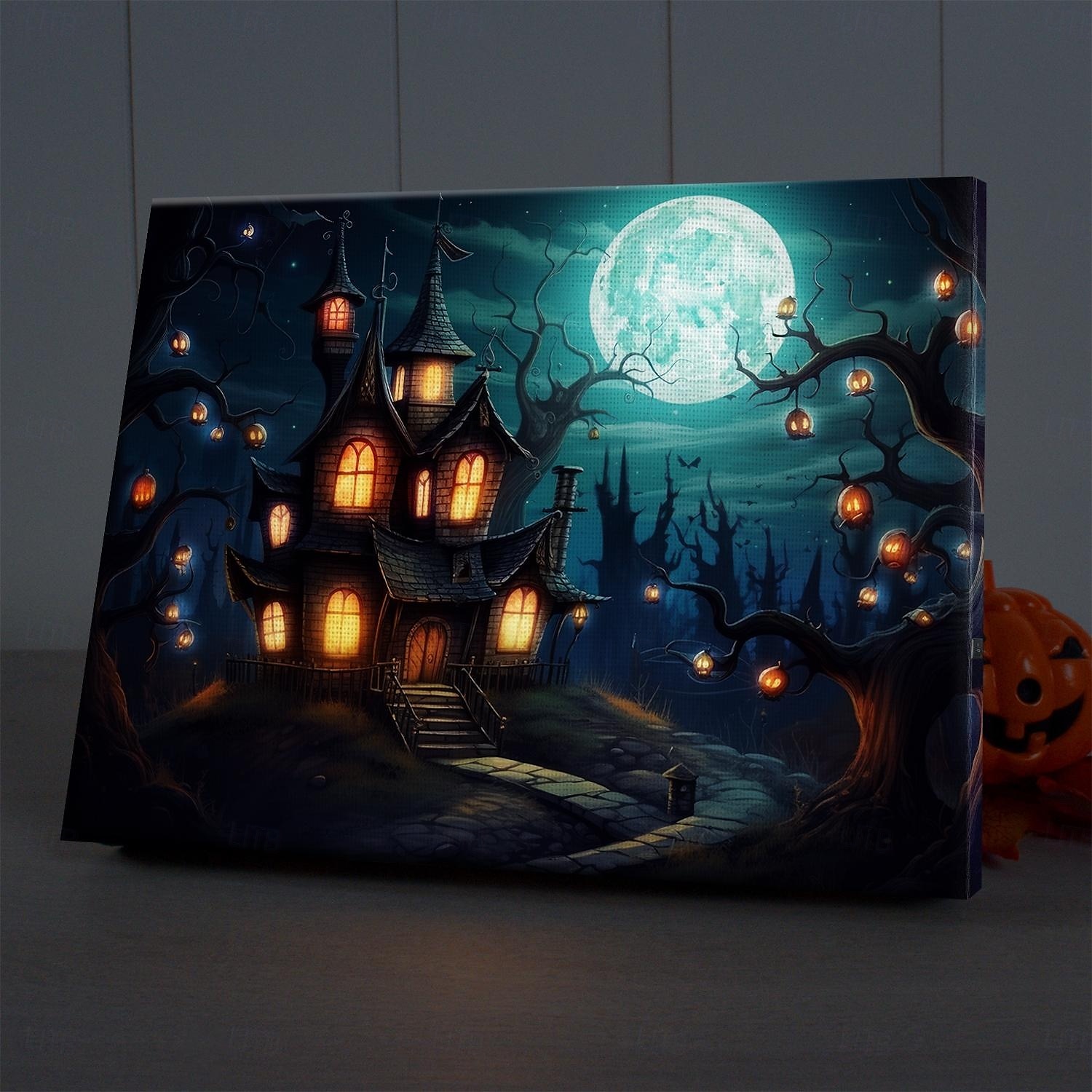 Halloween LED Canvas Wall Art LED Lighted Up Wall Decor 2AA Battery Operated Lighted Canvas Print LED Light Kitchen Bedroom or Home Decor Waterfall 2025 - $35.99 –P6