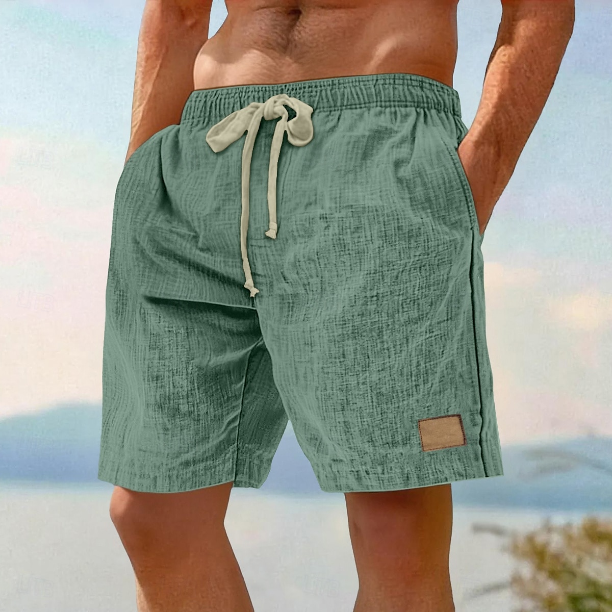 Herr Shorts Sommarshorts Beach Shorts Ficka Elastisk midja Snörning Slät Komfort Andningsfunktion Knelängd Semester Helgdag Strand Semester Hawaiisk Svart Rodnande Rosa Oelastisk 2025 - $21.99 –P1