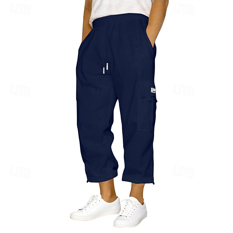 Hombre Pantalones deportivos Pantalones de Deporte Pantalones Pantalones deportivos tipo cargo Pantalones Cortos Bolsillo Cintura elástica Correa Plano Comodidad Deporte Diario Moda Casual Negro 2026 - $18.99 –P9