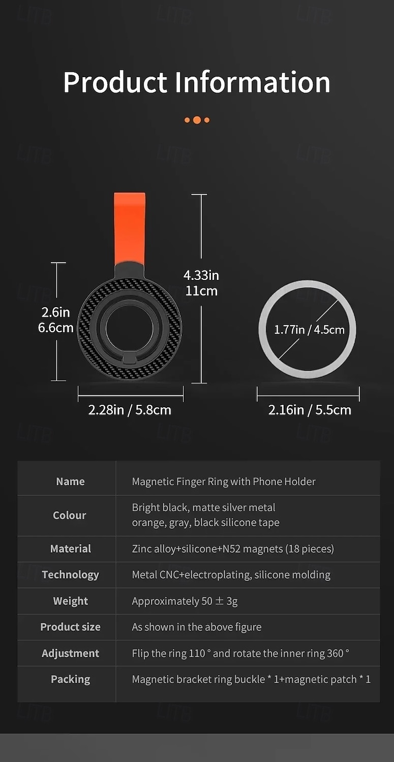 Magnetic Cell Phone Ring Holder Compatible with iPhone 15 13 14 15 Series MagSafe Removable Cell Phone Grip Kickstand 2025 - $16.99 –P10