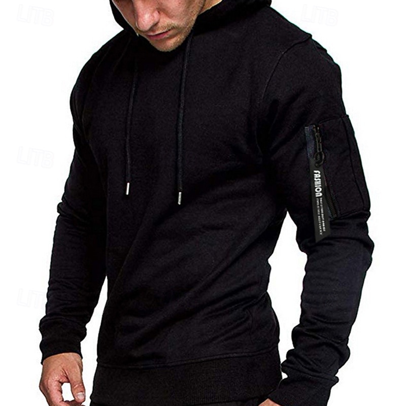 Pánské Kapuce Černá Šedá Kapuce Bez vzoru Šňůrky Sporty a outdoor Denní Dovolená Polyester Šik ven Základní Na běžné nošení Jaro Podzim Oblečení Mikiny s kapucí Mikiny 2025 - $18.99 –P3