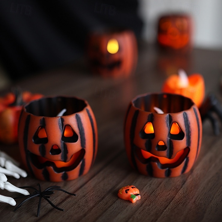 1 kpl halloween-kurpitsan muotoinen led-elektroninen kynttilävalo sisä- ja ulkotiloihin juhla-makuuhuoneen ravintolan juhlava tunnelma koristevalo 2025 - $6.49 –P9