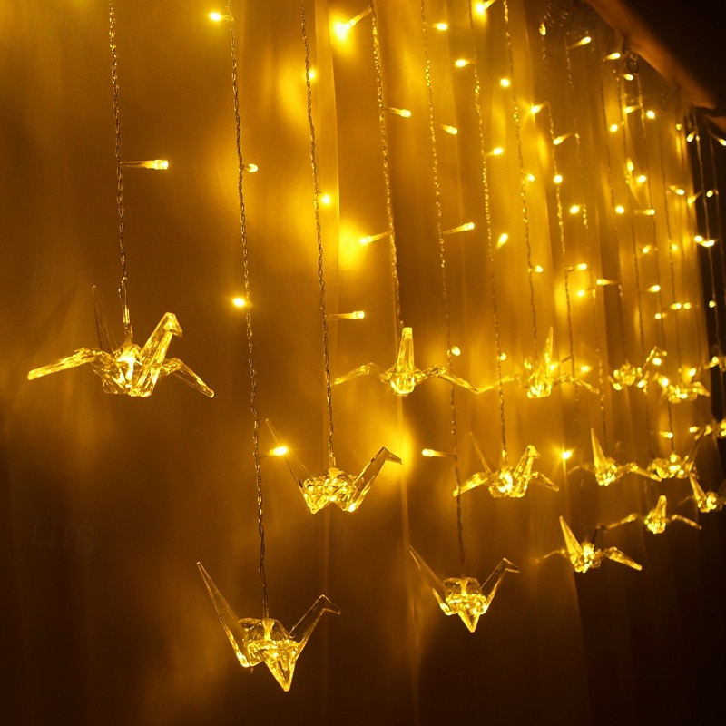 Luces de cadena de hadas 3.5M 96LED coloridas mil grullas de origami luces de cortina LED para boda decoración de habitación fiesta patio destellos luces de cadena de vacaciones enchufe EU US AU UK 2026 - $50.99 –P6