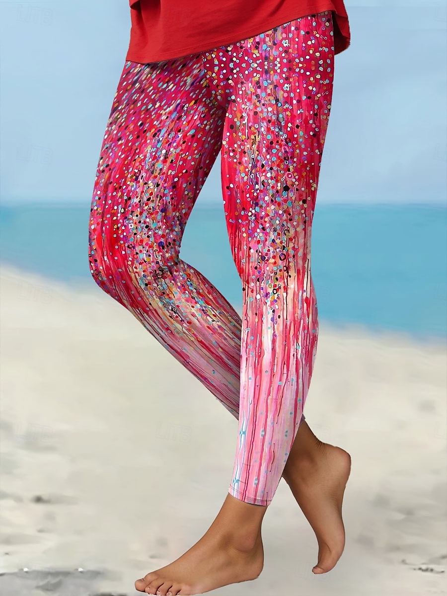 Dame Leggings Ferie Årgang Mote Ankel-lengde Høy Midje Grafisk Abstrakt Printer Myk Pustende Mikroelastisk Formell utendørs Feriereise Rødstrupe-egg Blå Rød Grønn Ametyst Sommer Vår Høst Vinter Slank 2025 - $19.99 –P1