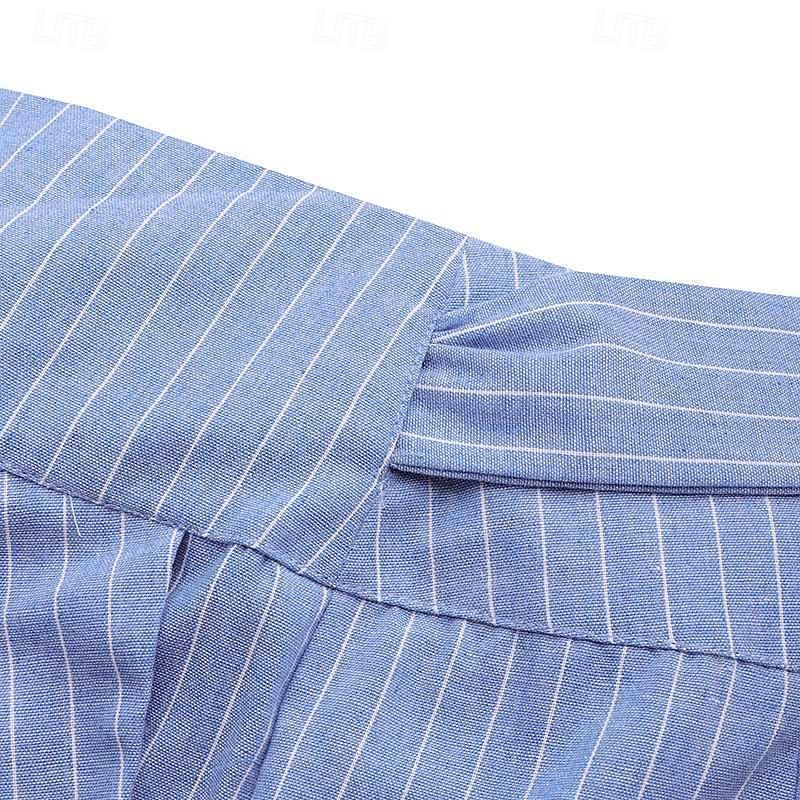 Damen Weites Bein Anzughose Hosen Hose Mode Streetwear Volle Länge Hohe Taille Gestreift Kordelzug Atmungsaktivität Bequem Straße Alltagskleidung Ausgehen Blau Weiß Dunkelgray Frühling Herbst Normale 2026 - $24.99 –P9
