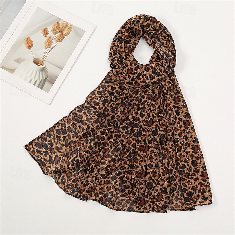 Foulard Rectangulaire Écharpes pour femmes Écharpes en mousseline de soie Femmes Rue Quotidien Date Brun Écharpe Léopard de 2025 ? $19.99 –P6