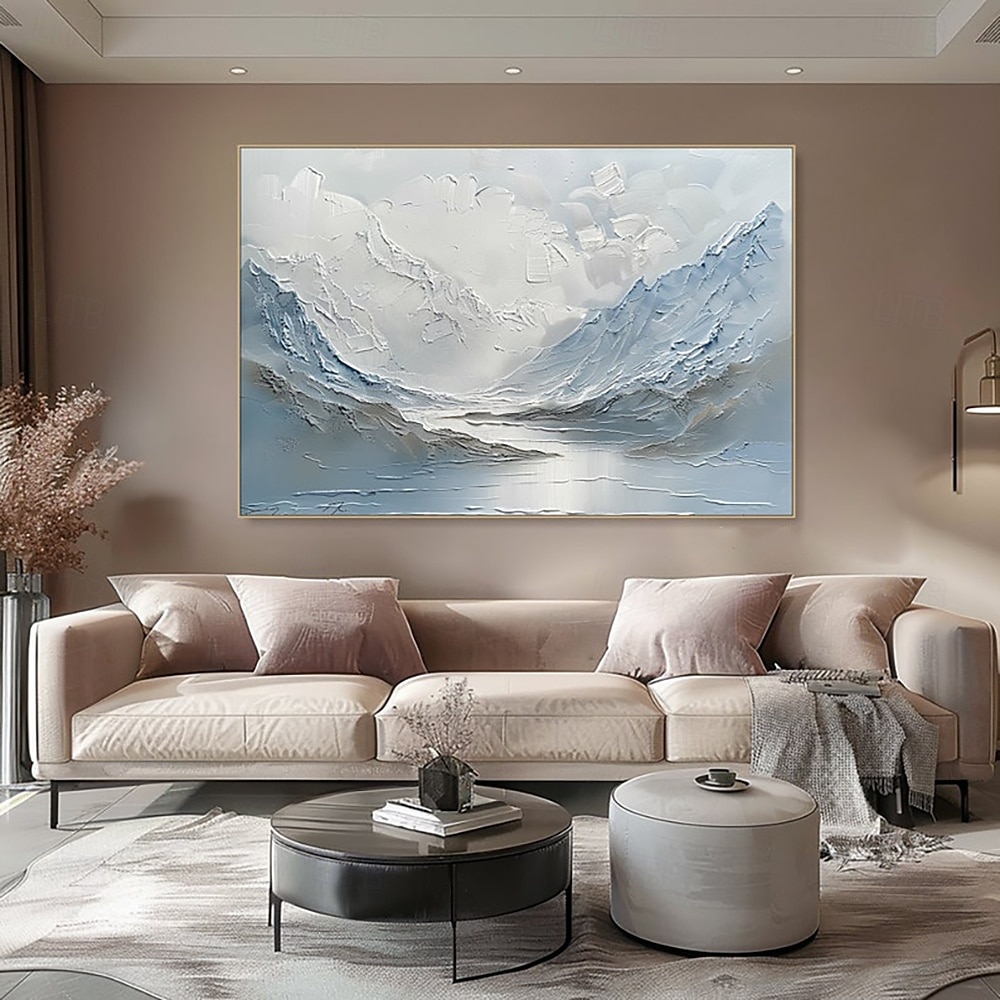 handgefertigtes Ölgemälde auf Leinwand, Wandkunst, Dekoration, modern, abstrakt, Berge, Flüsse, Naturlandschaft für die Inneneinrichtung, aufgespanntes Gemälde zum Aufhängen / gerolltes rahmenloses, 2025 - $83.99 –P3