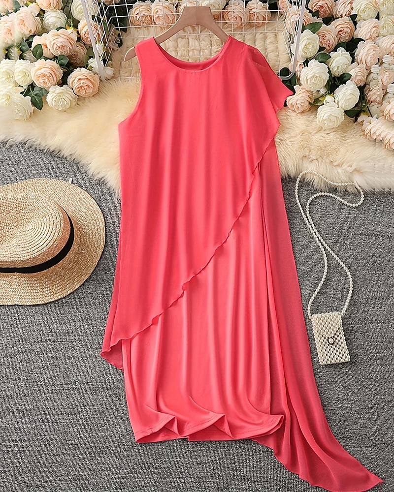 Femmes Mini Robe Robe Décontractée Robe en Chiffon Robe d'été Robe Nuisette Mode Moderne Quotidien Plage Week-end Coupe régulière Uni Sans manches Col ras du cou Noir Rose Claire Violet Kaki Été de 2025 ? $26.99 –P2