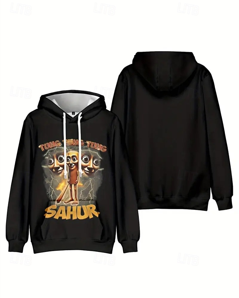 Moletom com capuz gráfico 3D Tung Tung para meninos, manga comprida, moda primavera/outono, streetwear, crianças de 4 a 12 anos, com capuz, casual, para atividades ao ar livre, ajuste regular de 2025 por $18.99 –P2