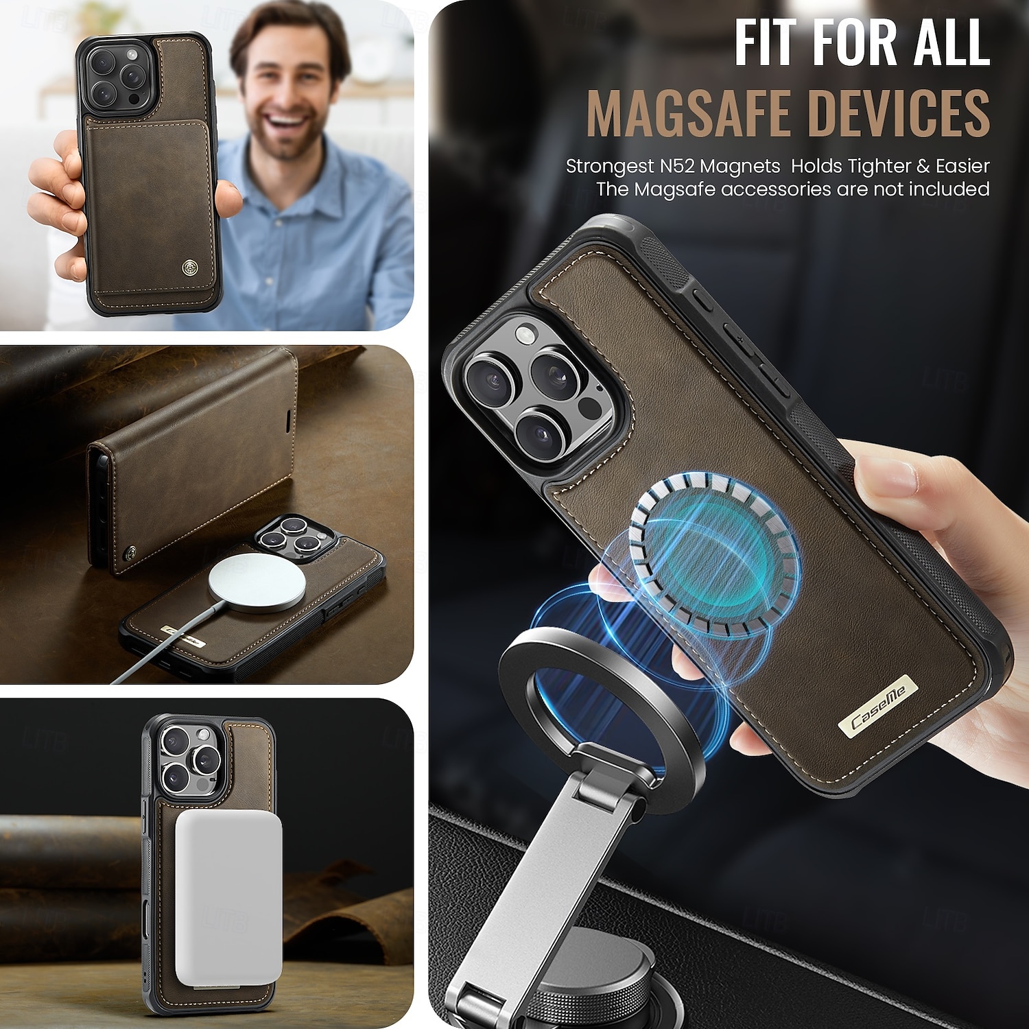 Phone Case For iPhone 16 iPhone 15 iPhone 14 13 12 11 Pro Max Plus Flip Cover Detachable Magnetic Support Wireless Charging TPU PU Leather 2025 - $21.99 –P8
