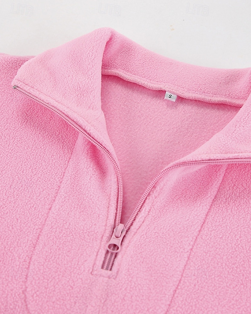 Damskie Pullover Plemienny Moda miejska Codzienny Wygodny Długi rękaw Wysoki Zwykłe topy Ulica Święto Wyjściowe Nadruk Quarter Zip Rumiany róż Jesień 2025 - €28.99 –P5