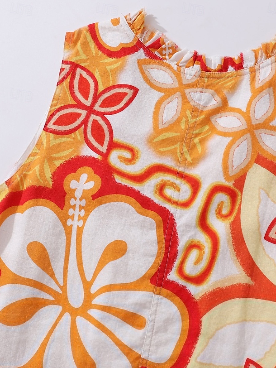 Femmes Robe Midi Robe d'Été Robe fourreau Robe à Volants Robe à manches bouffantes Vacances Fête Anniversaire Soirée Sortir Plage Fleuri Graphique Sans manches Col en V Bleu Orange Blanc Ecru Ét de 2025 ? $41.99 –P2