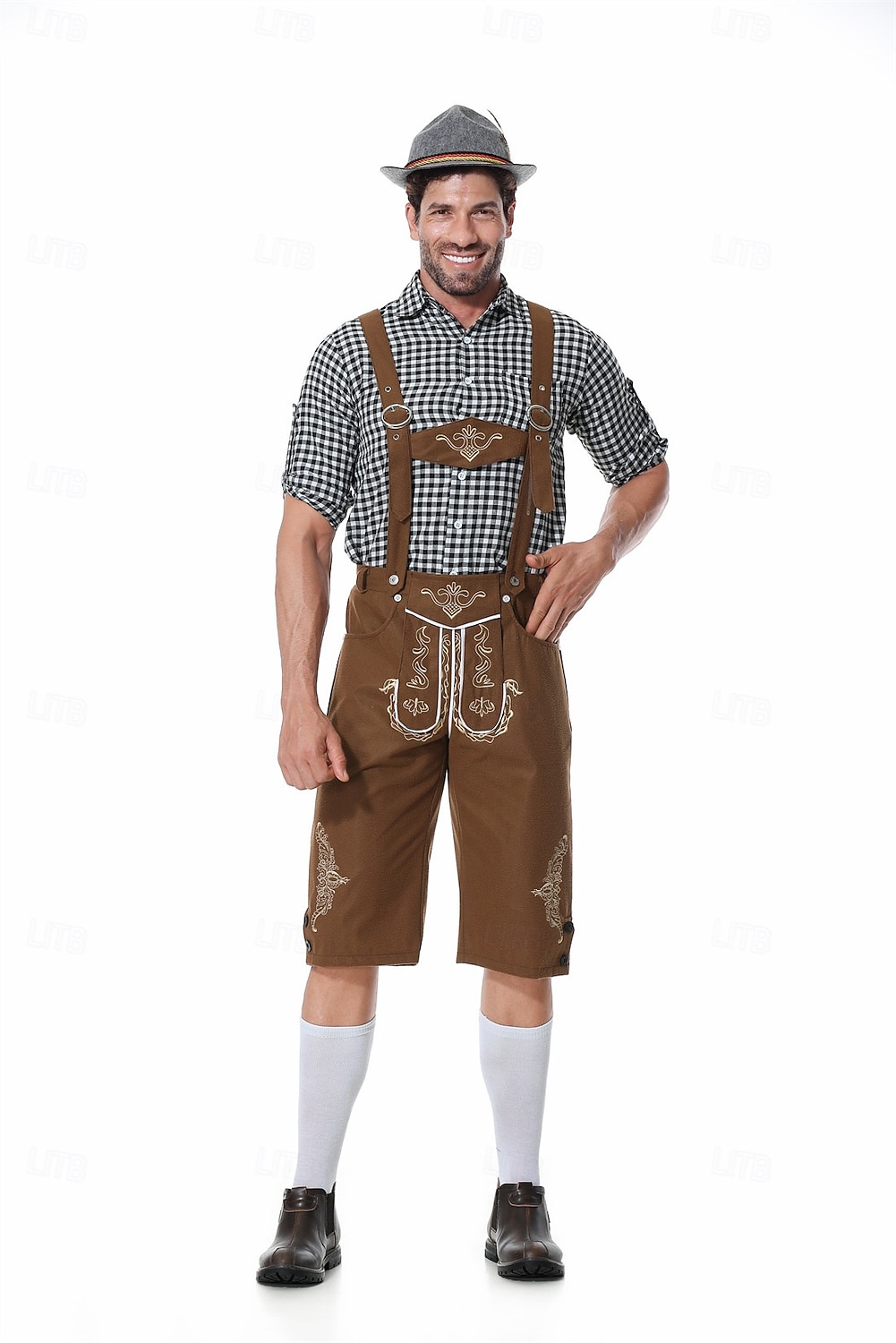 Oktoberfest lederhosen Cămașă bavareză Germană Munchen Pajiști Bărbați Carnaval Petrecere Festivalul de Bere Pânză în stil tradițional 2026 - $66.99 –P10