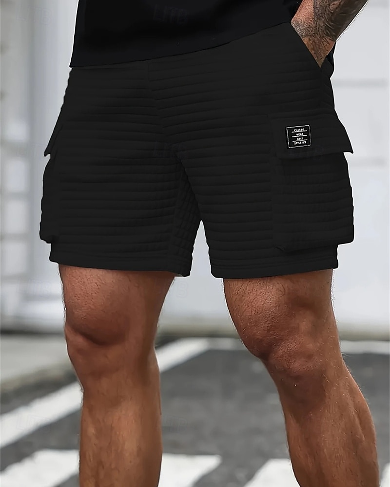 Homme Short gaufré Shorts cargo Shorts Shorts d'été Short décontracté Avec Poches Taille Élastique Cordon de serrage Uni Confort Respirant Court Extérieur Vacances Sport Occasionnel Noir Blanche de 2026 ? $20.99 –P6